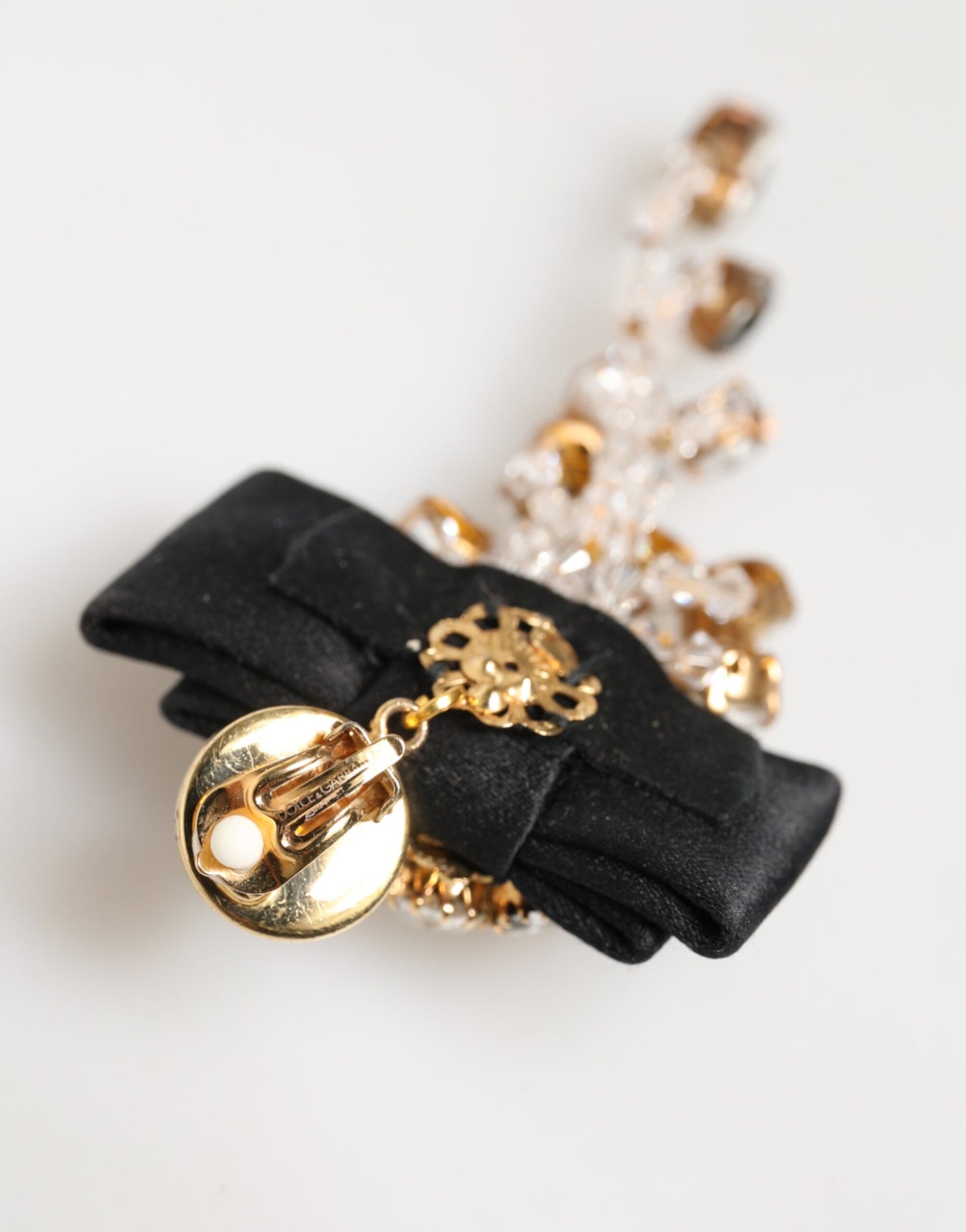 Dolce & Gabbana Ohrringe mit Kristall-Lüster und Satin-Schleife zum Clipsen