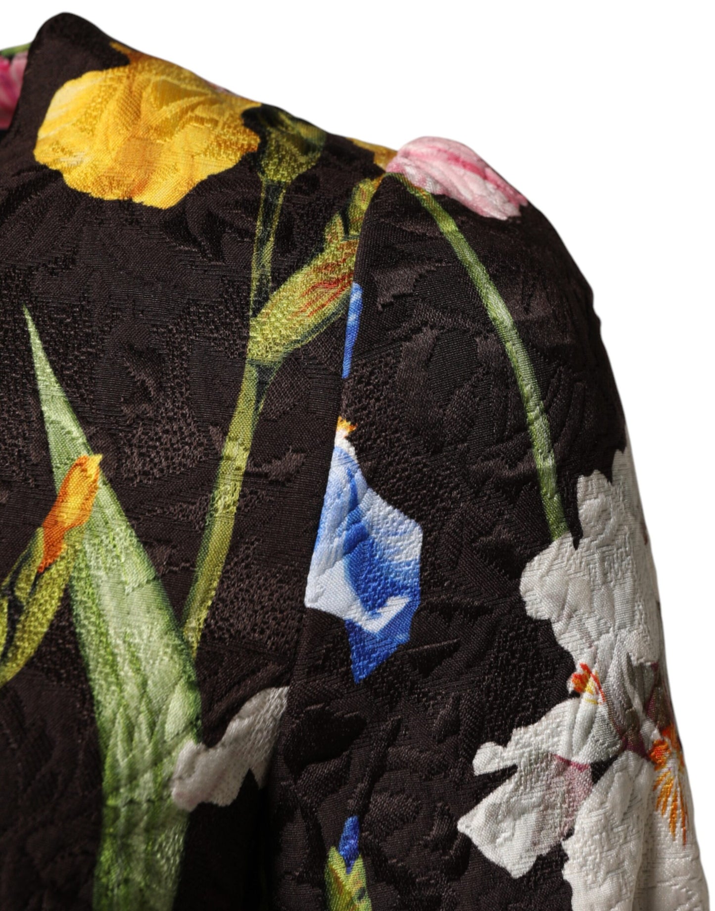 Dolce & Gabbana Schwarzes Blumen-Brocat-Kleid im A-Linien-Schnitt