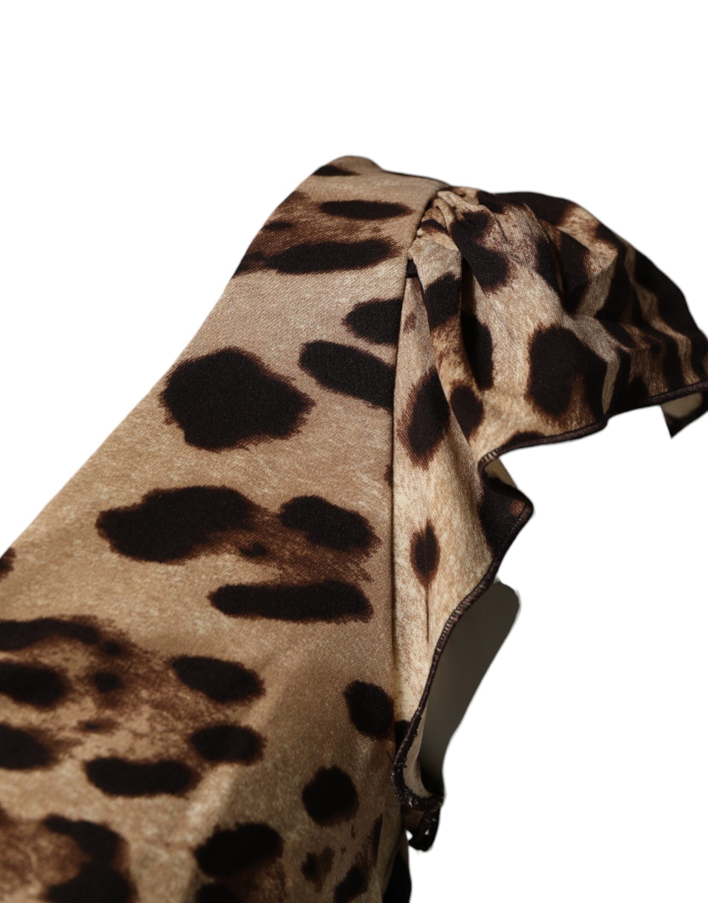 Dolce & Gabbana Braunes Leoparden-Etui-Midikleid ohne Ärmel