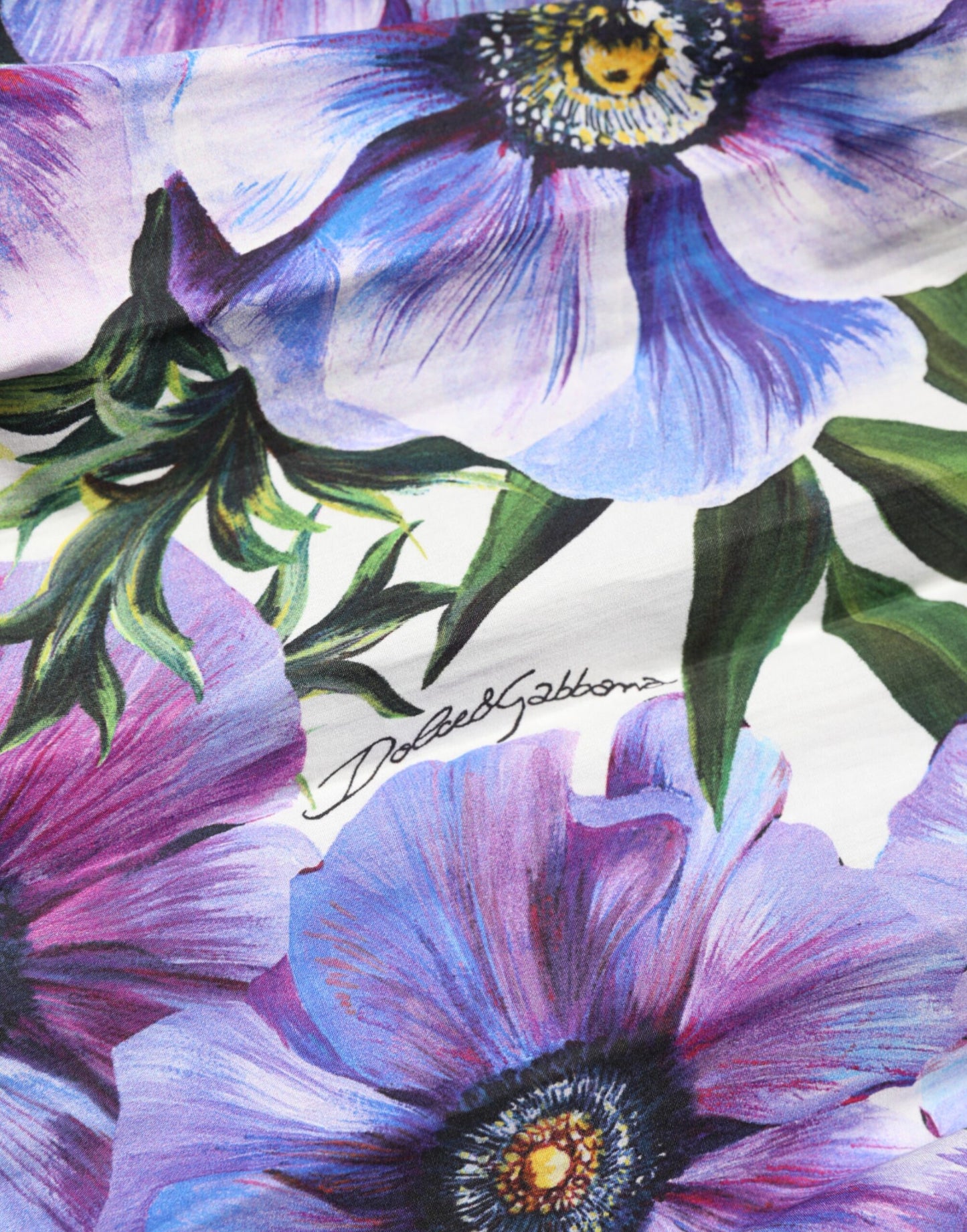 Dolce & Gabbana Lila Anemone-Print Plissiert Midi-Kleid