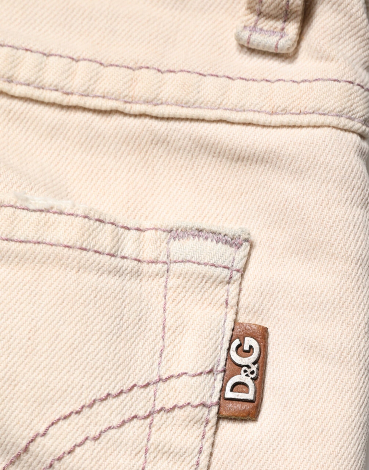 Dolce & Gabbana Beige-Jeans mit niedriger Taille und schmaler Passform aus Baumwolle