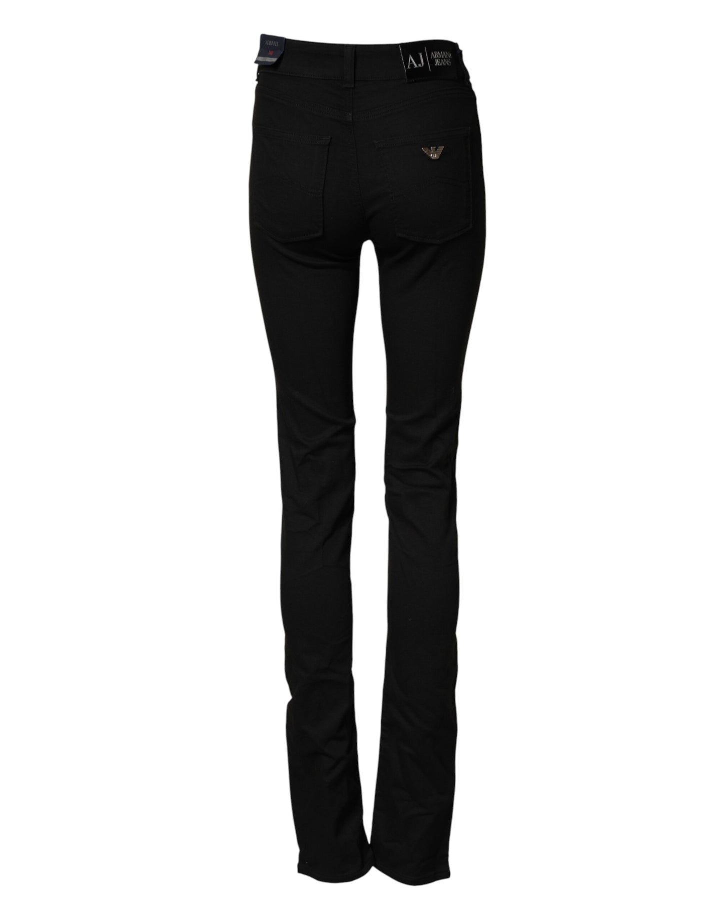 Armani Jeans Schwarze Mid-Waist-Jeans aus Stretch-Baumwolle