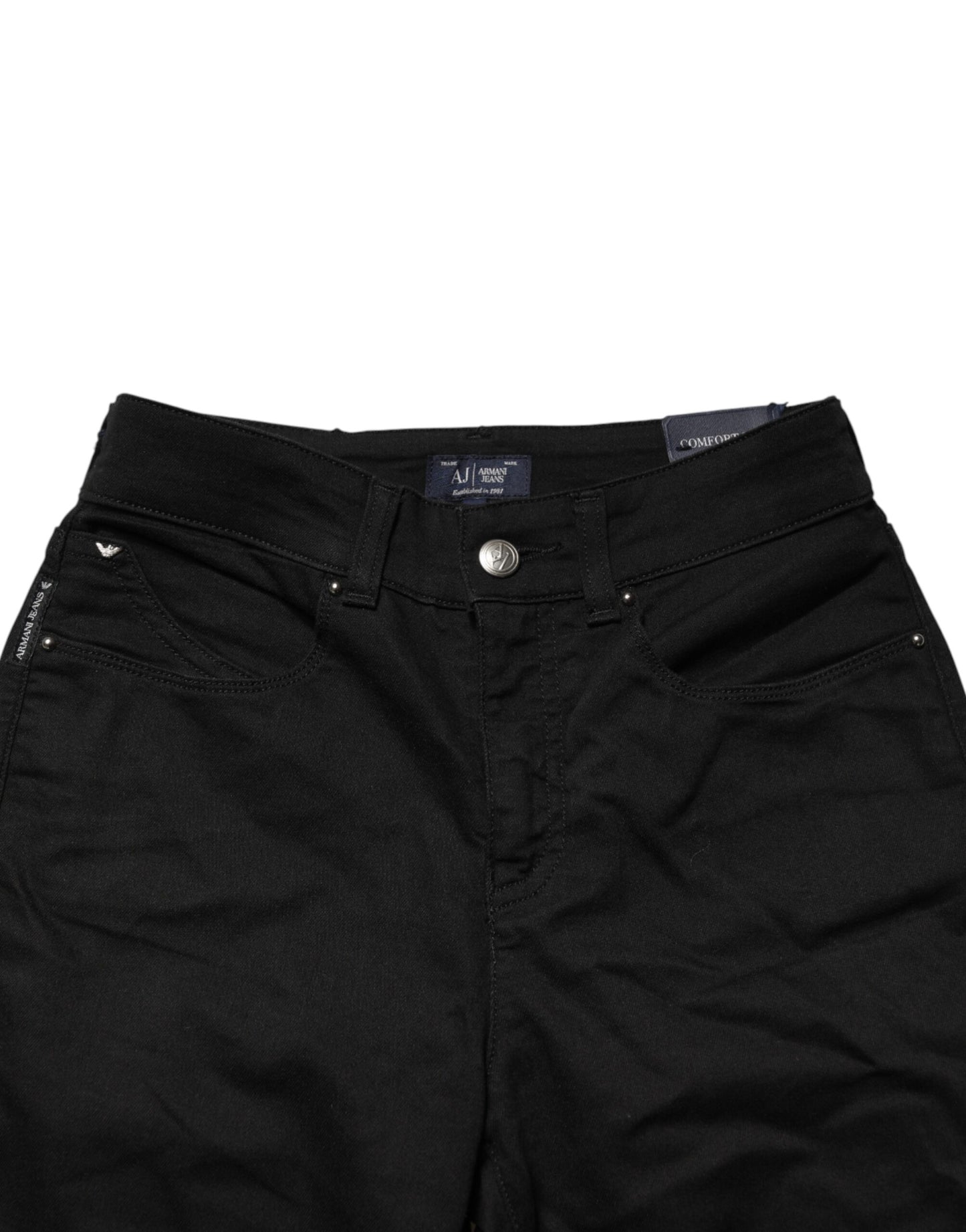 Armani Jeans Schwarze Mid-Waist-Jeans aus Stretch-Baumwolle