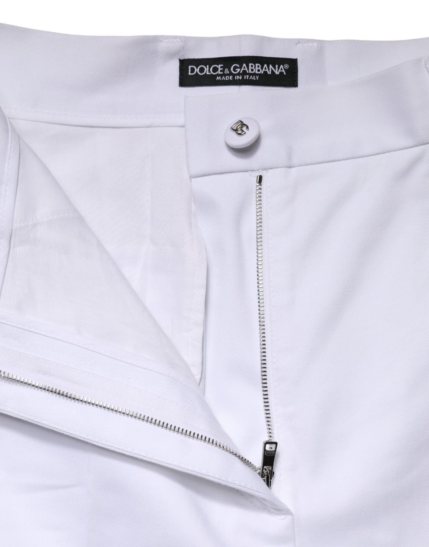 Dolce & Gabbana Weiße, hochgeschnittene, weite Cropped-Hose aus Baumwolle