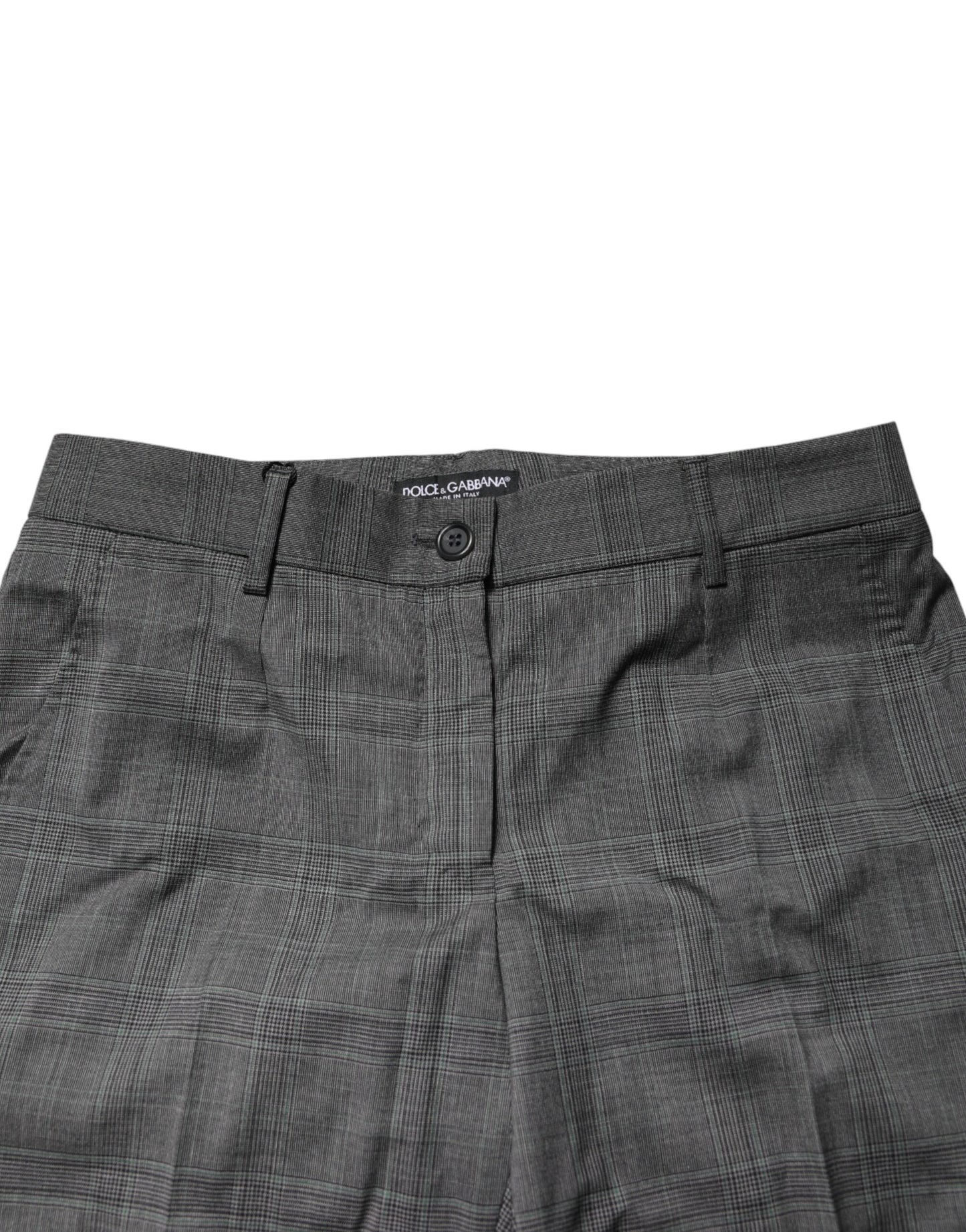 Dolce & Gabbana Dunkelgraue Karierte Tartan-Hose aus reiner Schurwolle