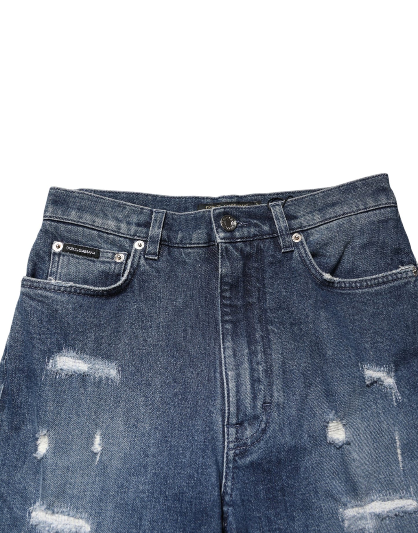 Dolce & Gabbana Distressed Blue-Wash-Jeans mit Logo GRACE