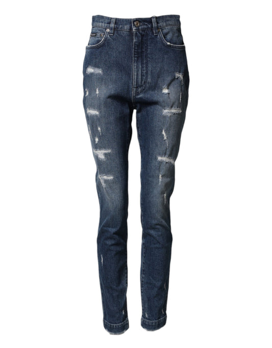 Dolce & Gabbana Distressed Blue-Wash-Jeans mit Logo GRACE