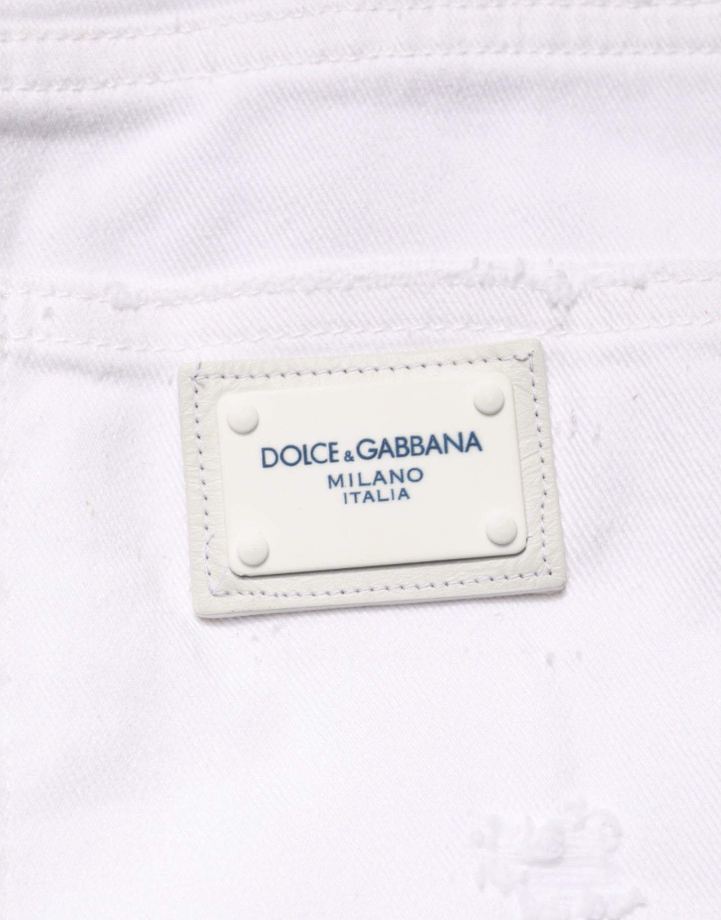 Dolce & Gabbana Weiße Distressed-Jeans im Boyfriend-Stil aus Baumwolle