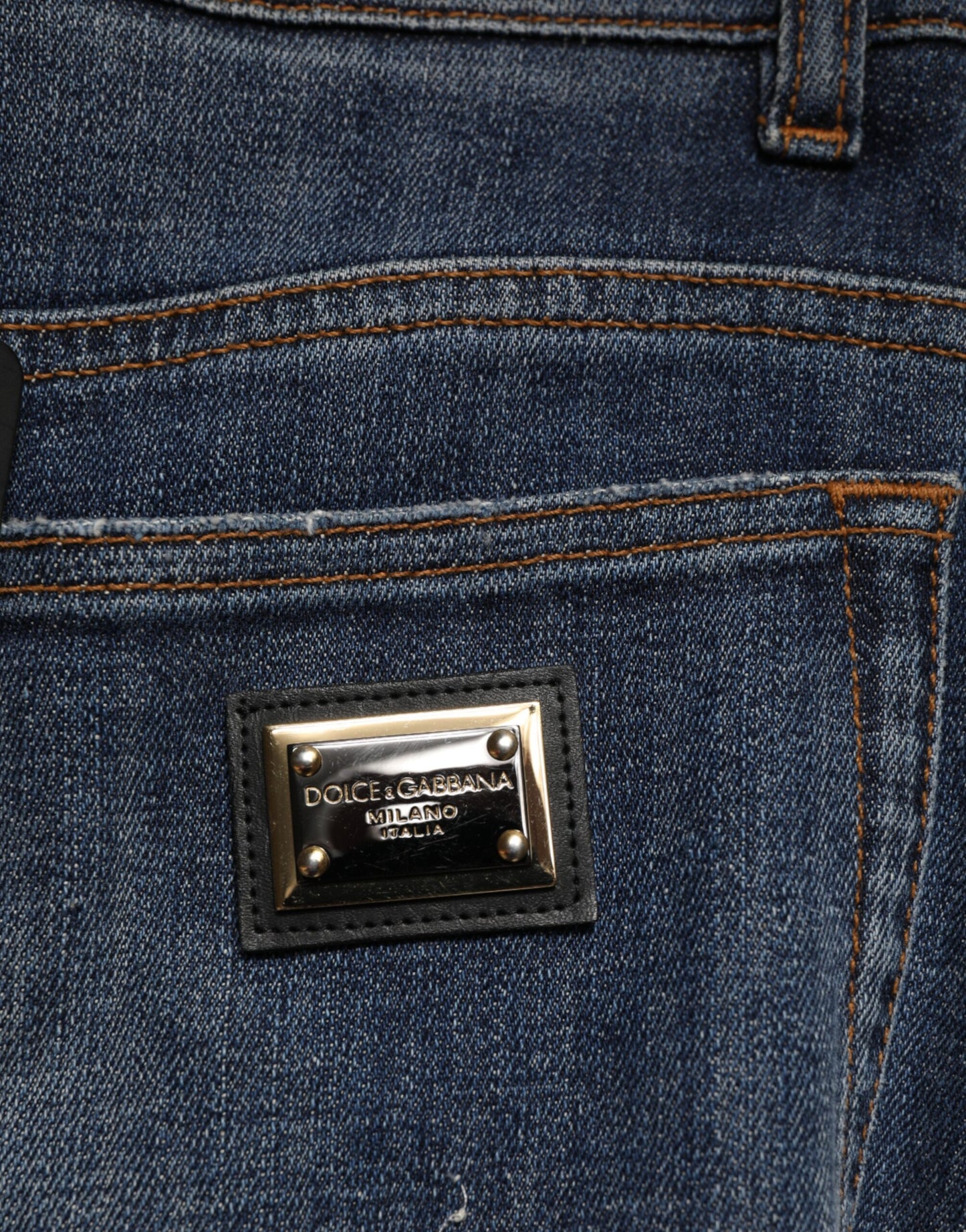 Dolce & Gabbana Blaue Baumwoll-Jeans mit Strass-Verzierungen