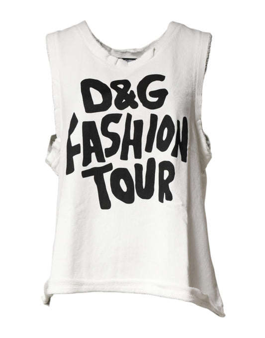 Dolce & Gabbana Weißes Grafik-Tanktop mit Rundhalsausschnitt