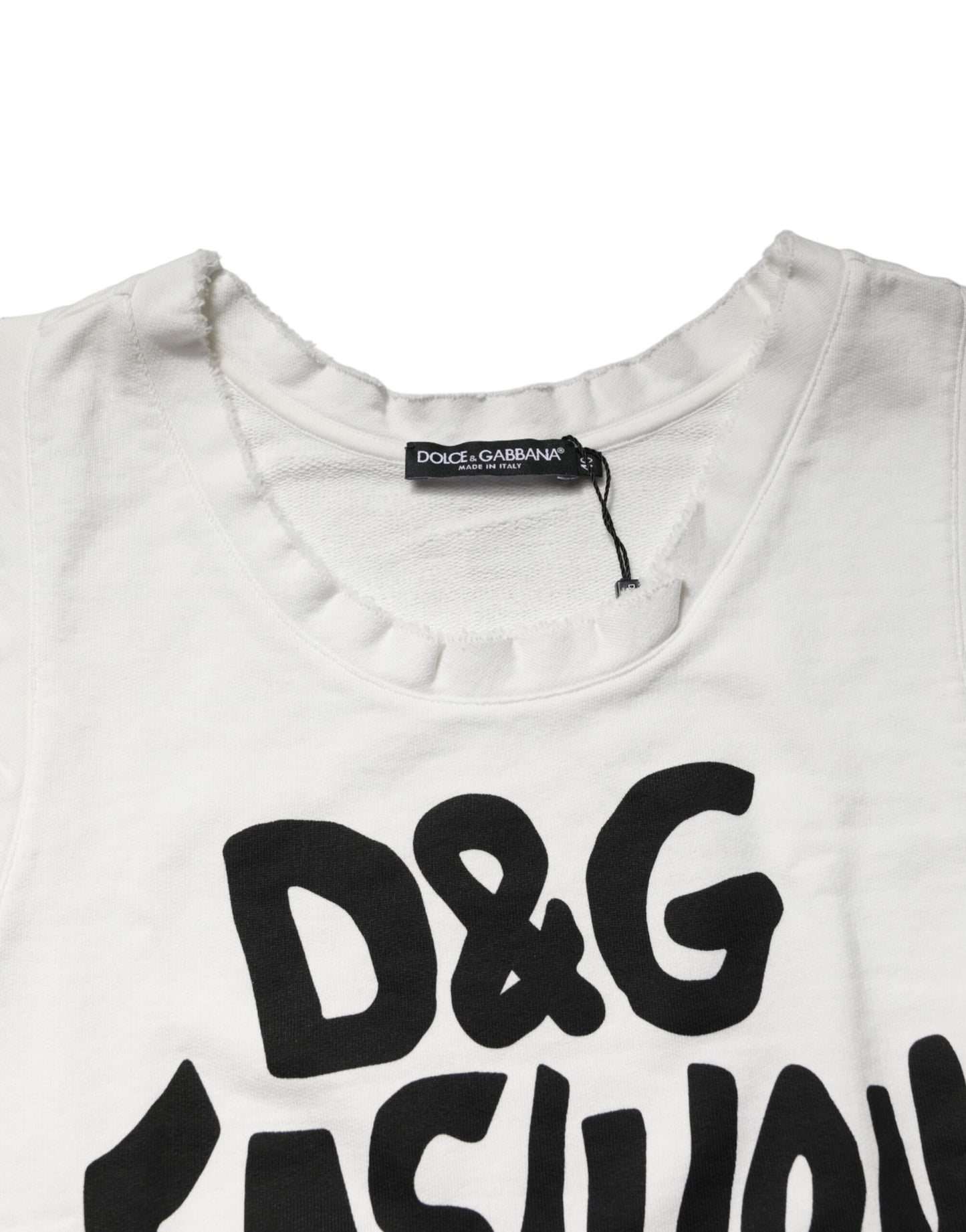 Dolce & Gabbana Weißes Grafik-Tanktop mit Rundhalsausschnitt