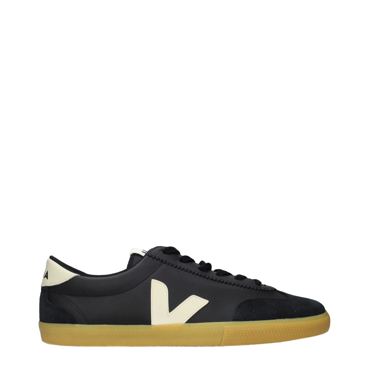 Veja Schwarze Leder-Sneakers mit niedrigem Schaft