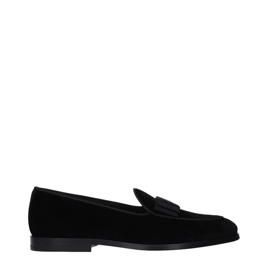 Dolce & Gabbana Schwarze Samt-Loafer zum Hineinschlüpfen