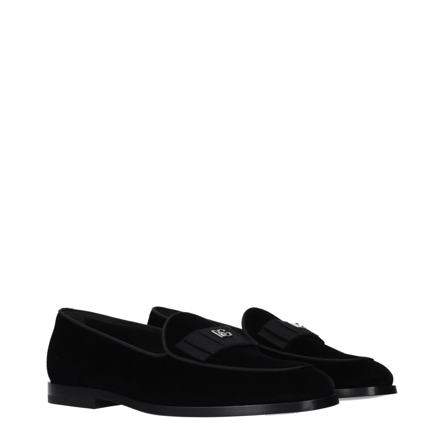 Dolce & Gabbana Schwarze Samt-Loafer zum Hineinschlüpfen