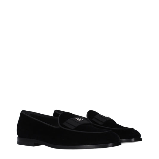 Dolce & Gabbana Schwarze Samt-Loafer zum Hineinschlüpfen
