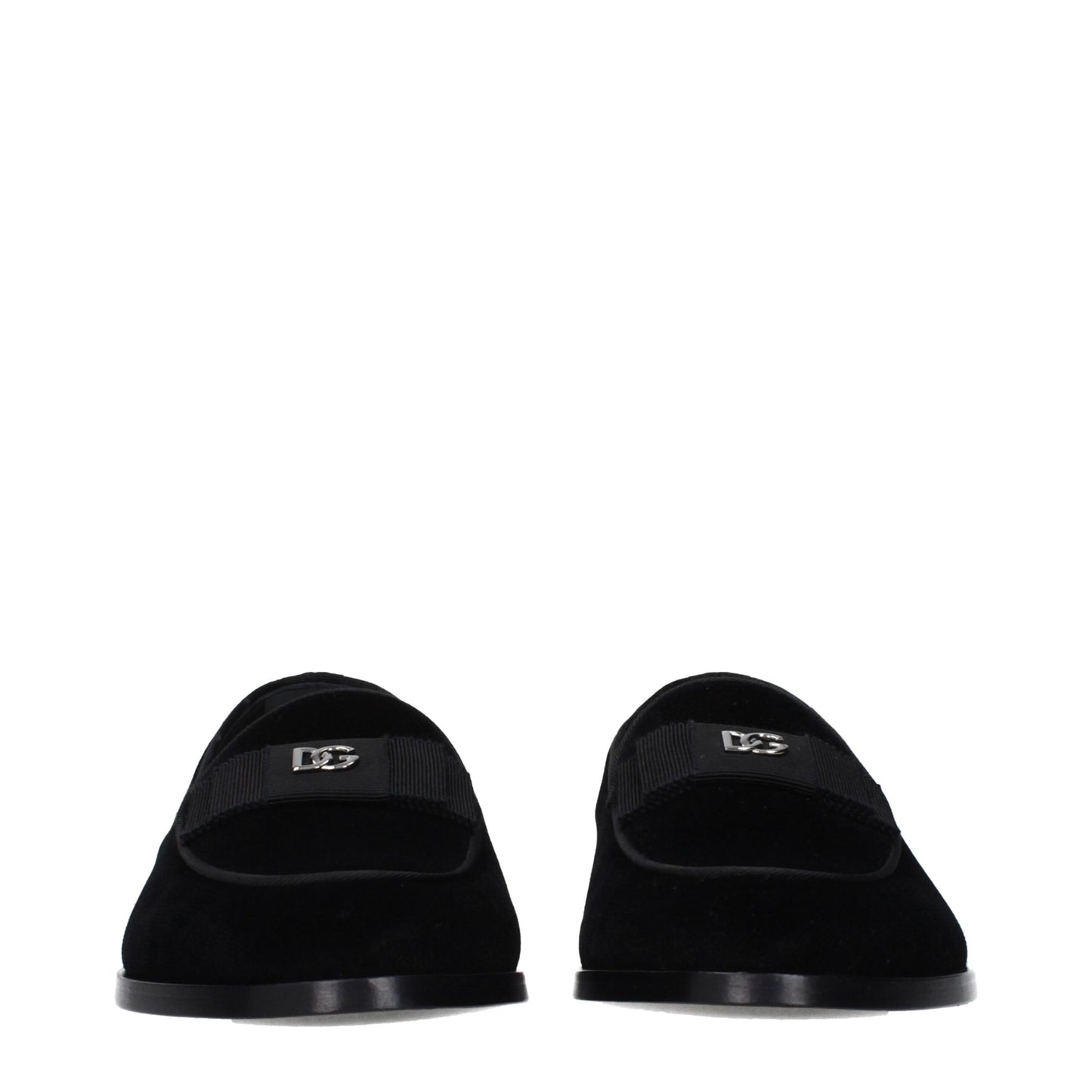 Dolce & Gabbana Schwarze Samt-Loafer zum Hineinschlüpfen