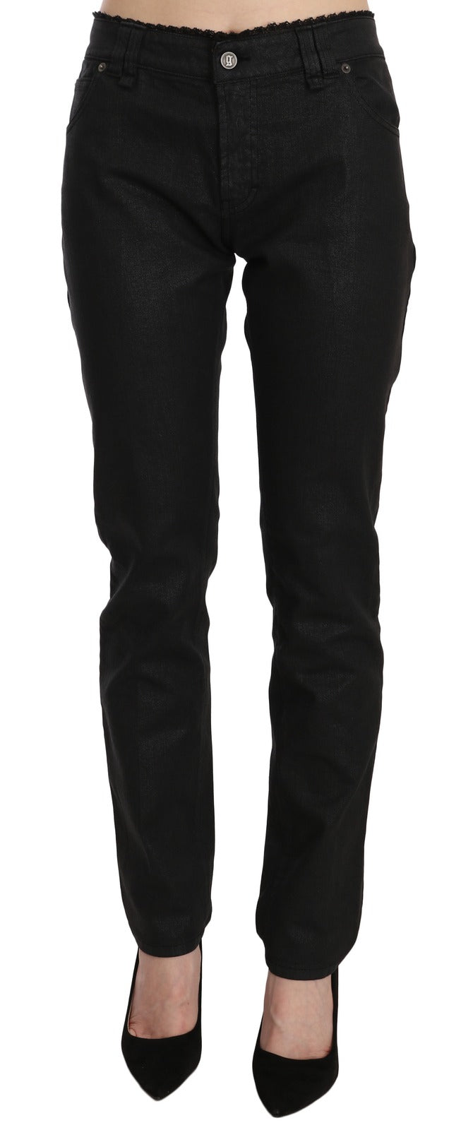 John Galliano Schwarze Mid Waist Skinny-Jeans aus Baumwolle