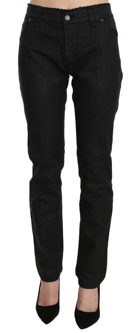 John Galliano Schwarze Mid Waist Skinny-Jeans aus Baumwolle