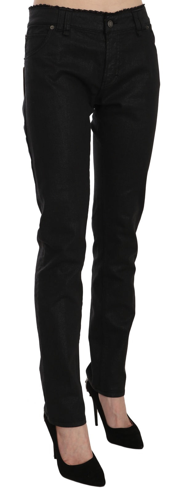 John Galliano Schwarze Mid Waist Skinny-Jeans aus Baumwolle