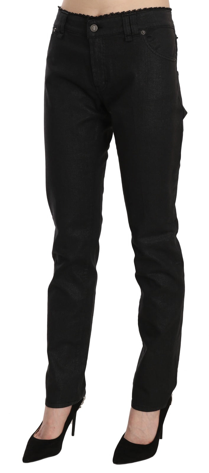 John Galliano Schwarze Mid Waist Skinny-Jeans aus Baumwolle