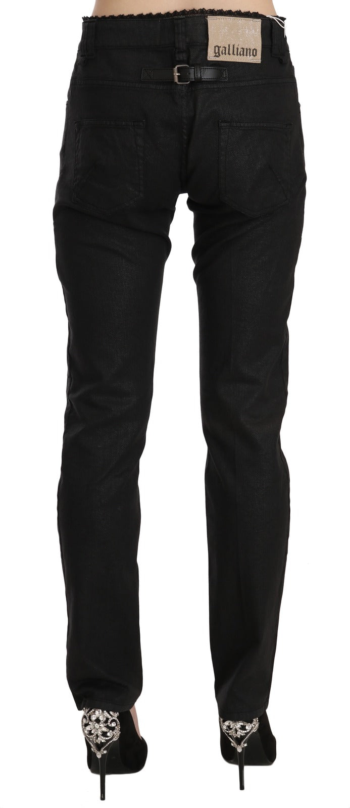 John Galliano Schwarze Mid Waist Skinny-Jeans aus Baumwolle