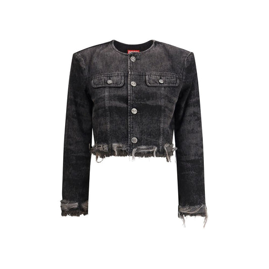 Diesel Graue Baumwoll-Hanf-Jeansjacke