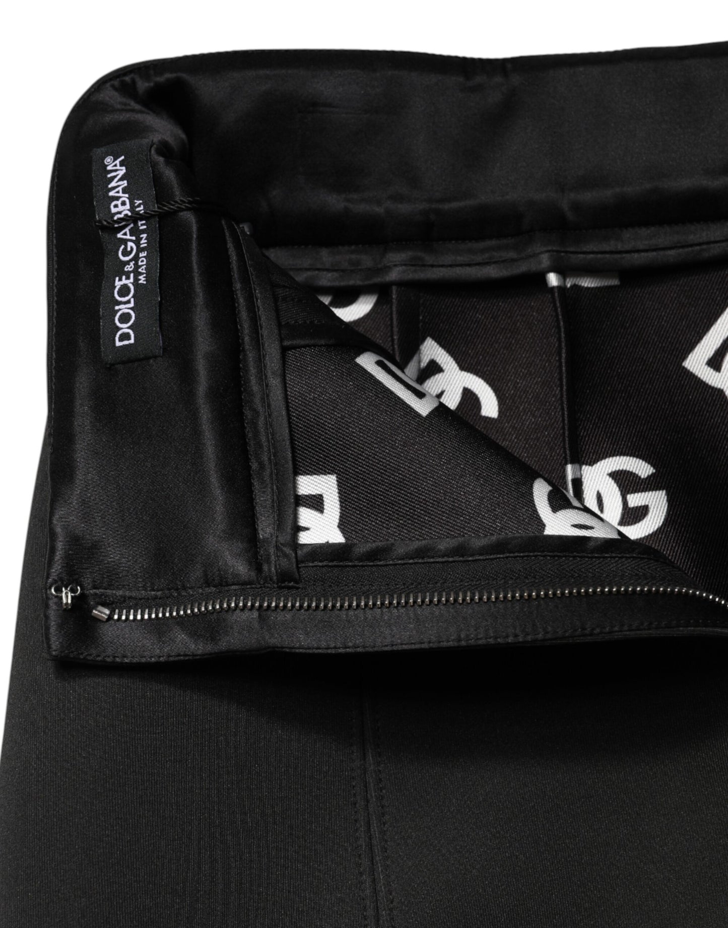 Dolce & Gabbana Schwarzer Minirock aus Nylon im Bleistift-Schnitt mit hoher Taille