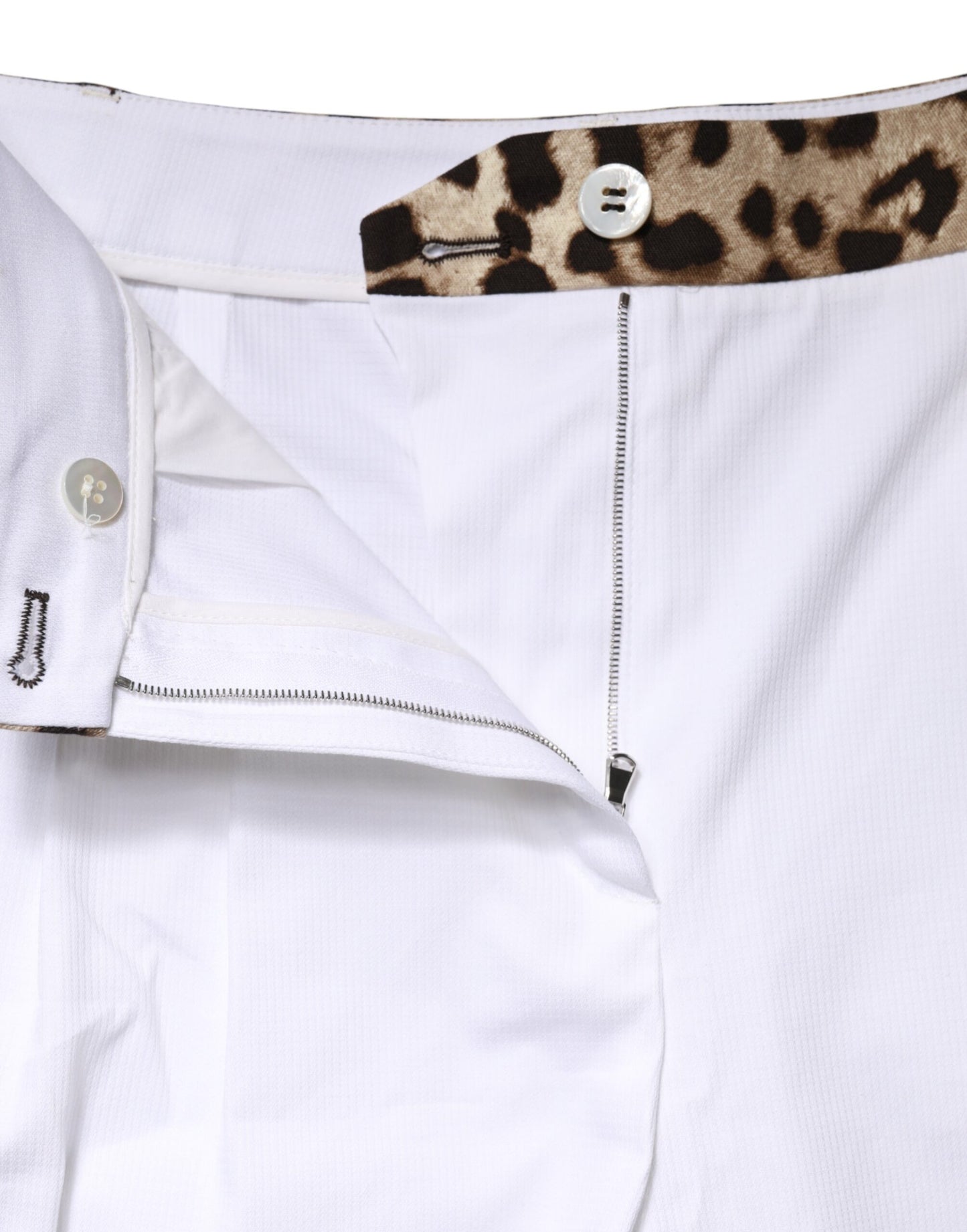 Dolce & Gabbana Weiße Baumwoll-Bermuda-Shorts mit hoher Taille