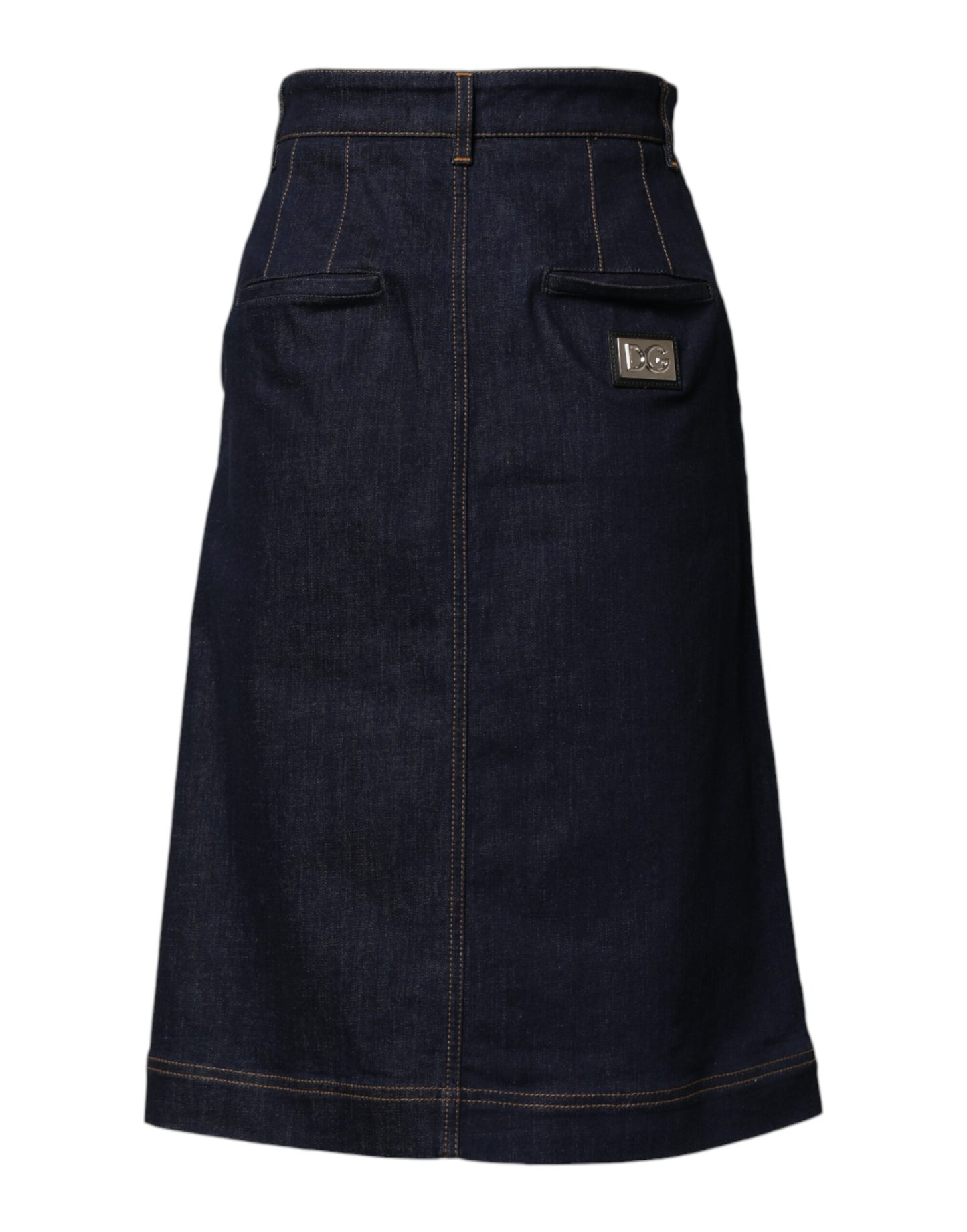 Dolce & Gabbana Dunkelblauer Baumwoll-A-Linien-Denim-Midi-Rock