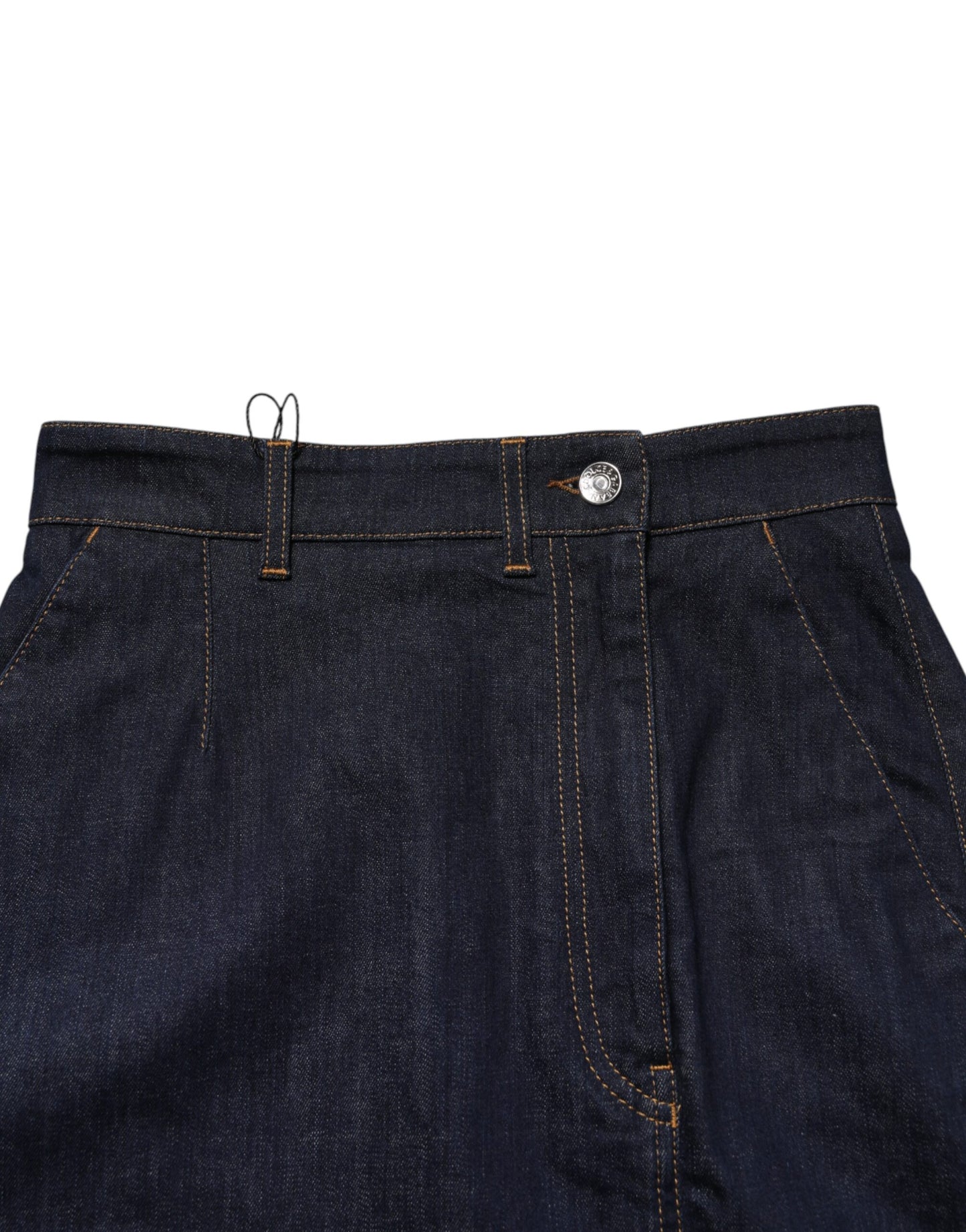 Dolce & Gabbana Dunkelblauer Baumwoll-A-Linien-Denim-Midi-Rock