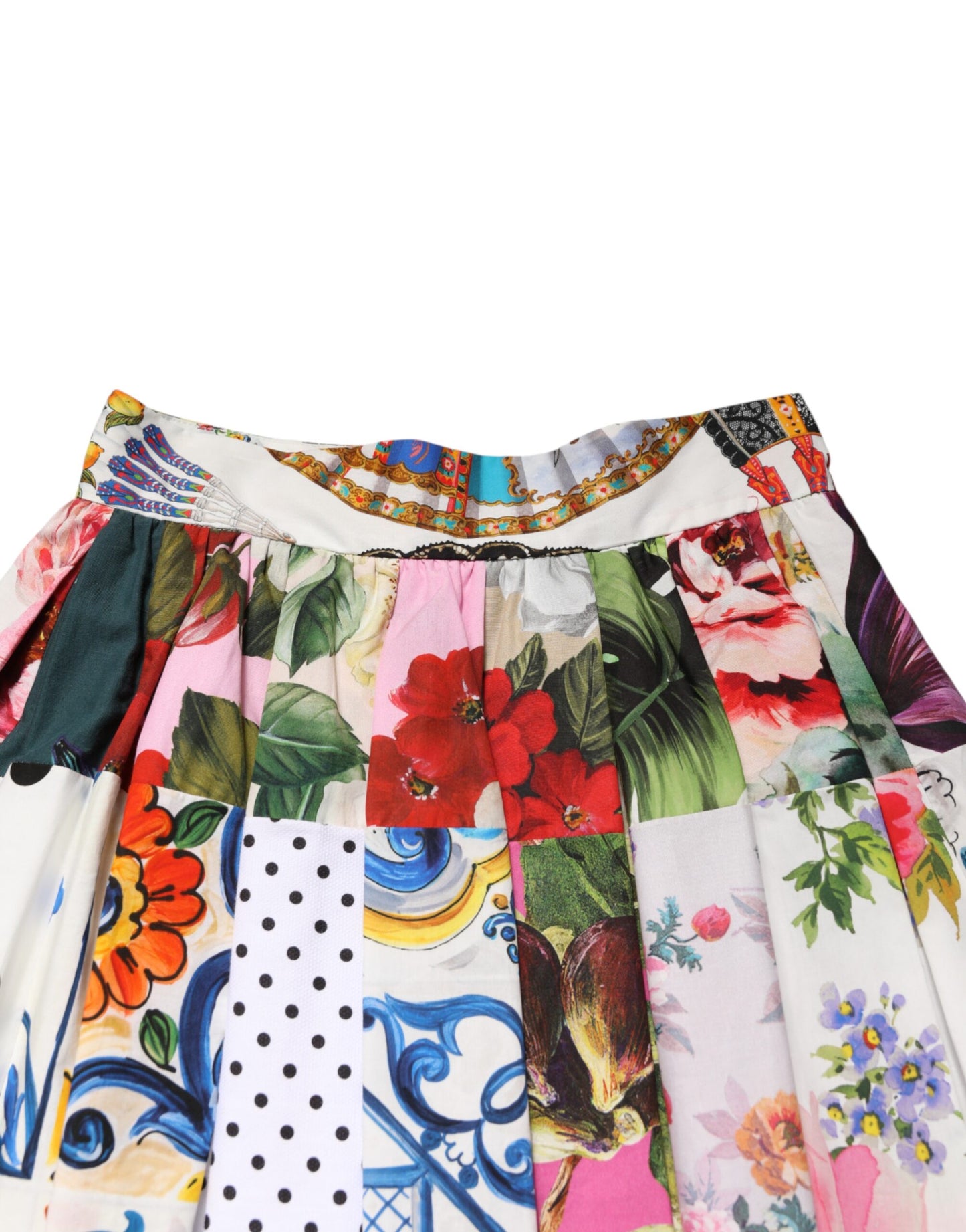 Dolce & Gabbana Bunter Patchwork-Rock mit hoher Taille und Midi-Länge