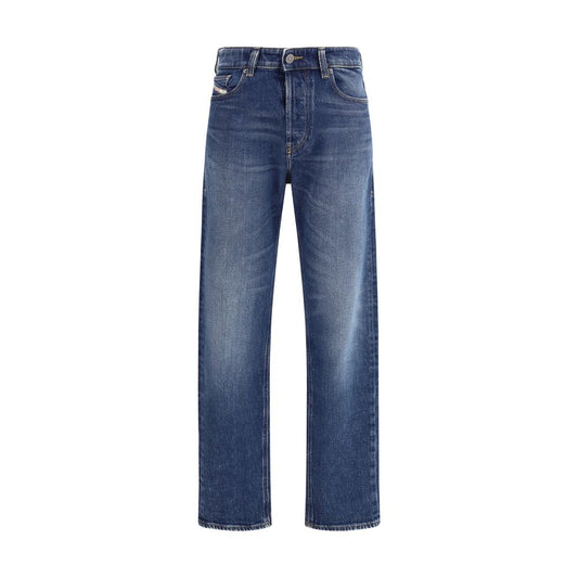 Diesel Gerade geschnittene Jeans aus blauem Baumwoll-Denim