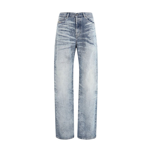 Diesel Hellblaue Baumwoll-Jeans mit geradem Bein