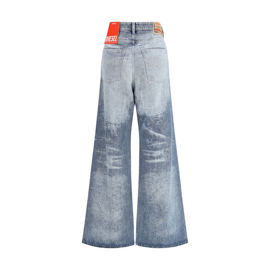 Diesel Ausgestellte Jeans aus blauem Baumwoll-Denim