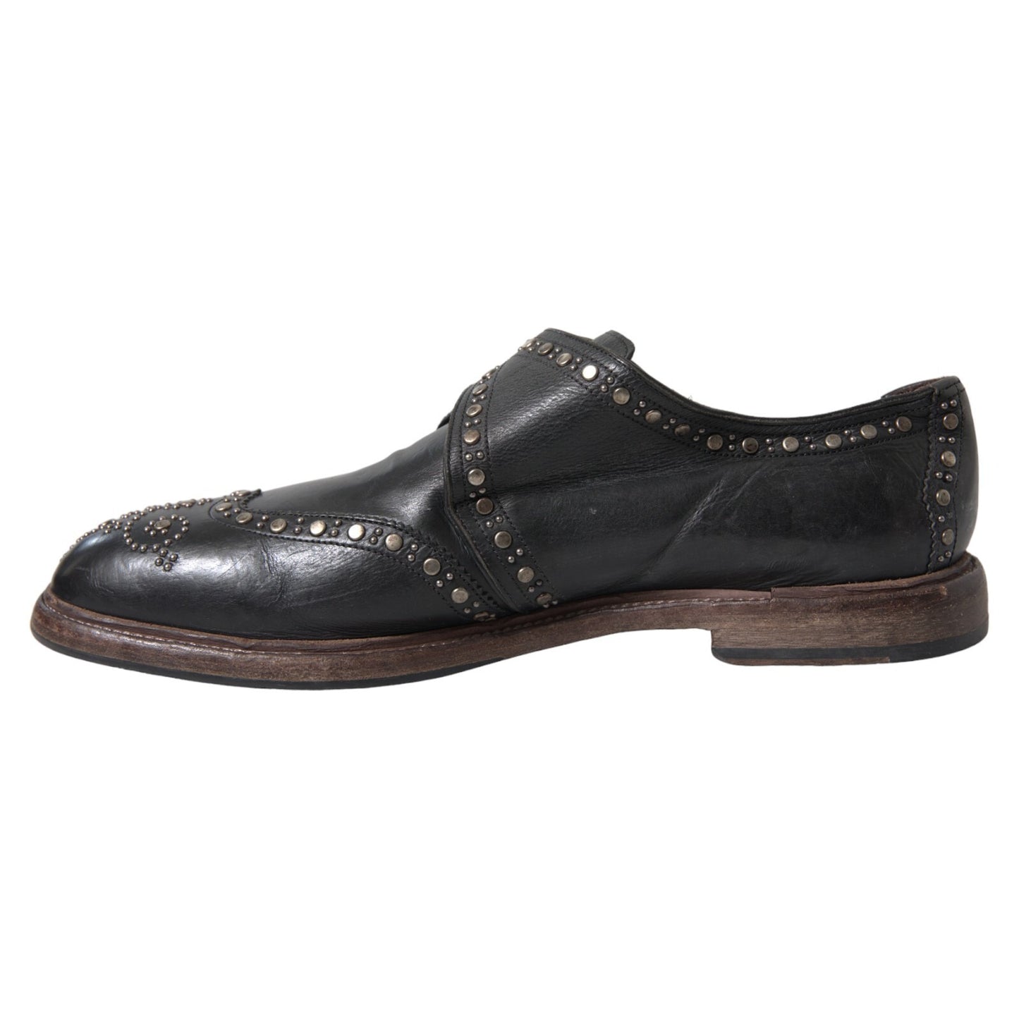 Dolce & Gabbana Schwarze Leder-Monk-Schuhe mit Nieten