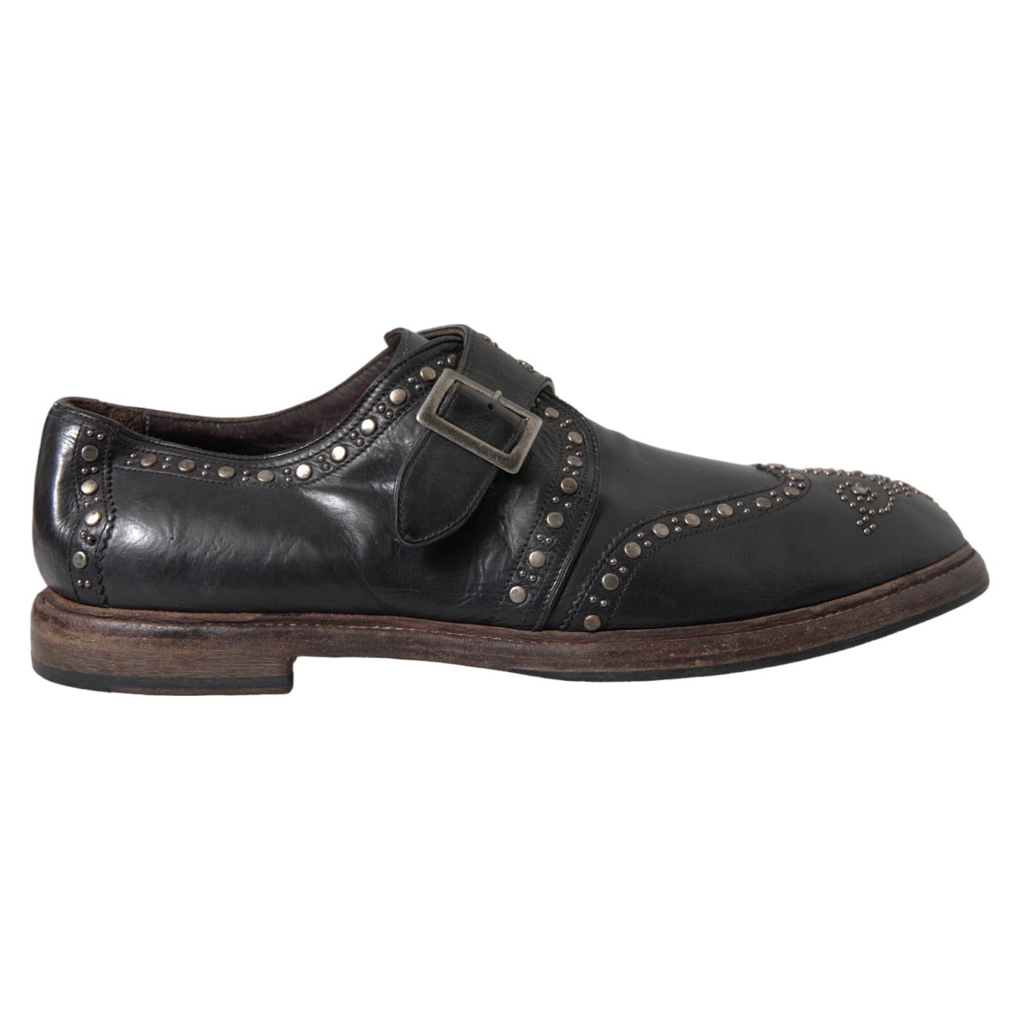 Dolce & Gabbana Schwarze Leder-Monk-Schuhe mit Nieten