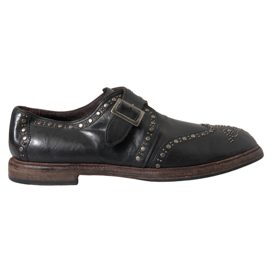 Dolce & Gabbana Schwarze Leder-Monk-Schuhe mit Nieten