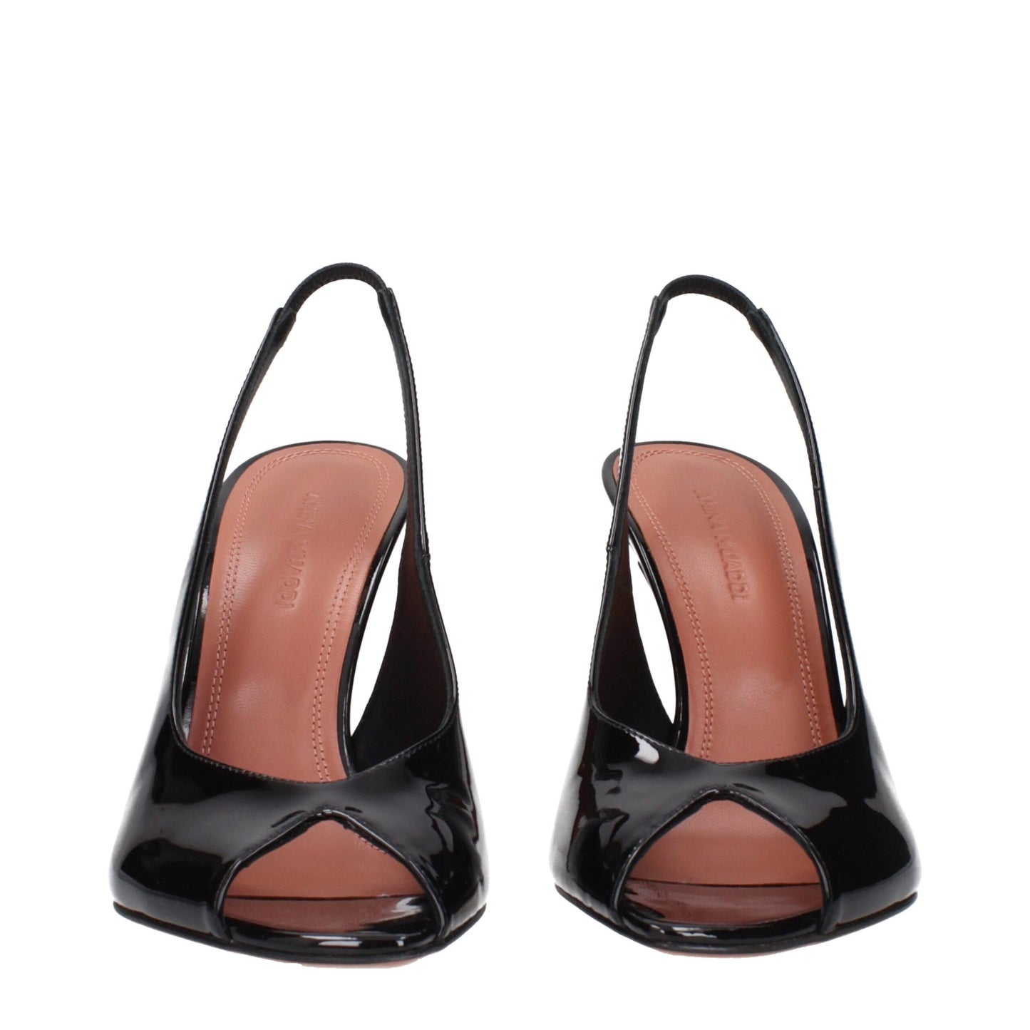 Amina Muaddi Schwarze Leder-Stilettosandalen