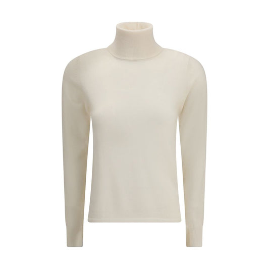 Max Mara Weißer Wollrollkragenpullover