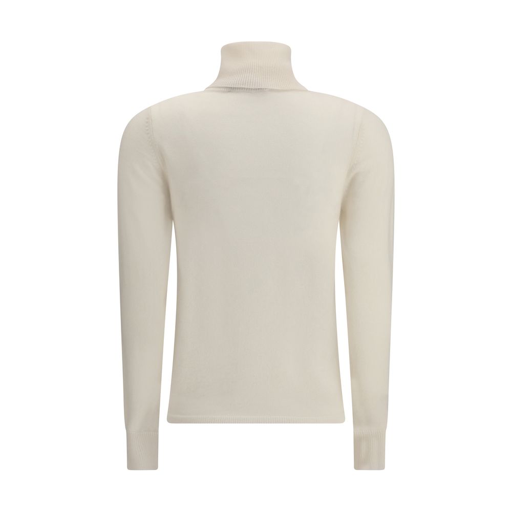Max Mara Weißer Wollrollkragenpullover