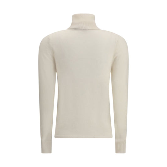 Max Mara Weißer Wollrollkragenpullover