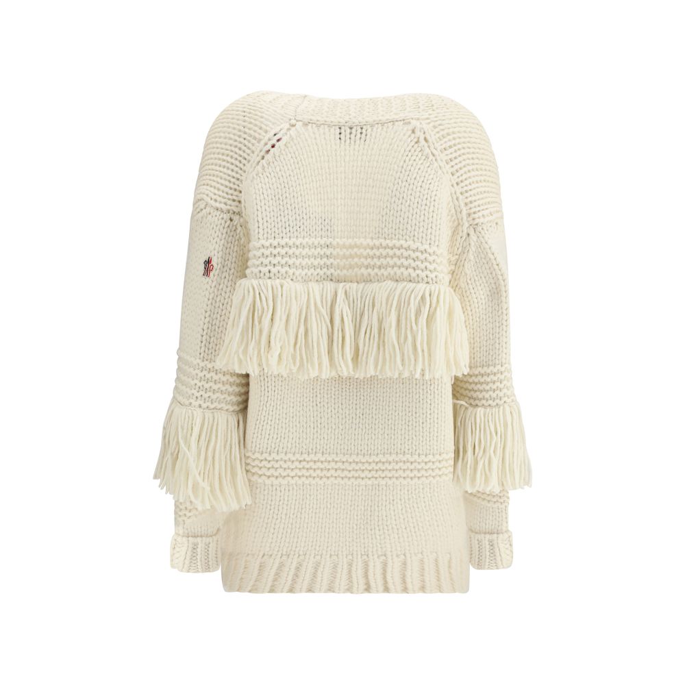 Moncler Grenoble Strickjacke aus Creme-Polyamid