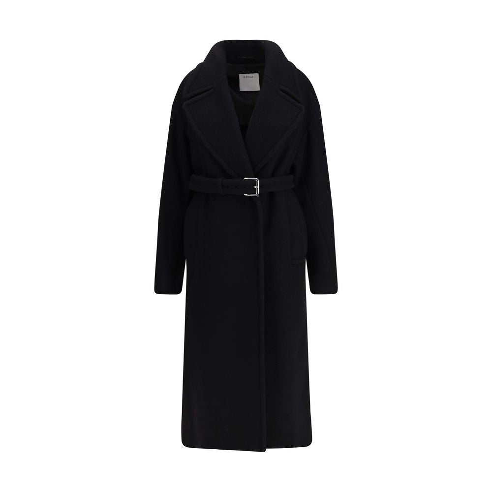 Max Mara Schwarzer Fleece-Wollmantel