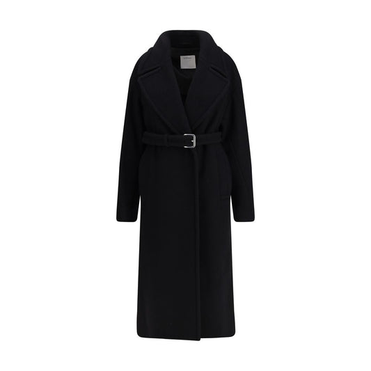 Max Mara Schwarzer Fleece-Wollmantel