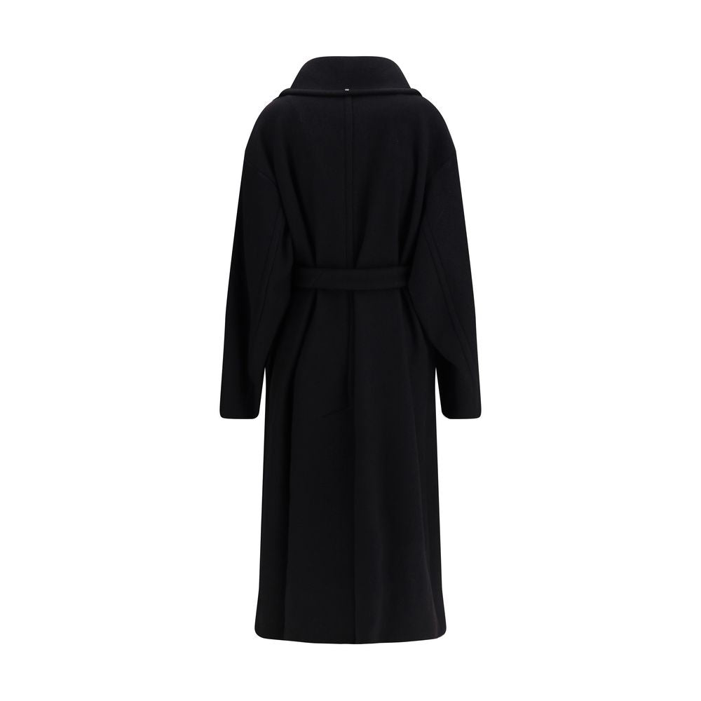 Max Mara Schwarzer Fleece-Wollmantel