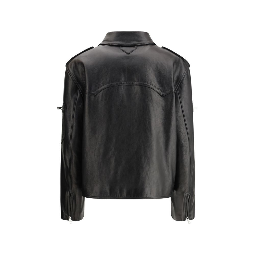 Prada Schwarze Lederjacke