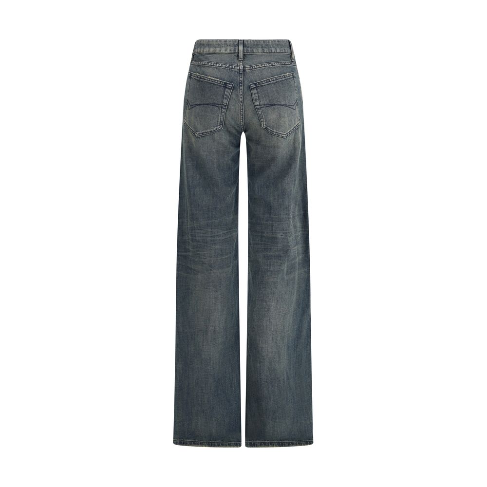 Balenciaga Ausgestellte Jeans aus blauem Baumwoll-Denim