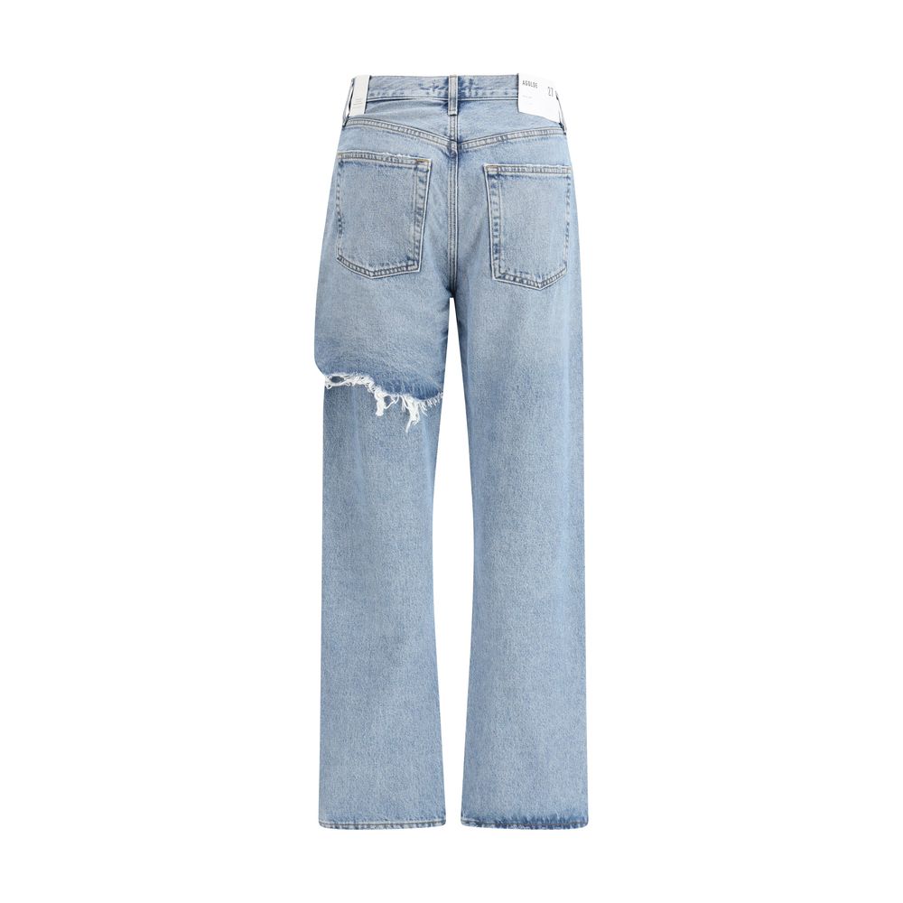 Agolde Hellblaue Baumwoll-Jeans mit geradem Bein