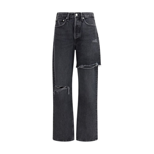 Agolde Schwarze, gerade Jeans aus recyceltem Baumwoll-Denim