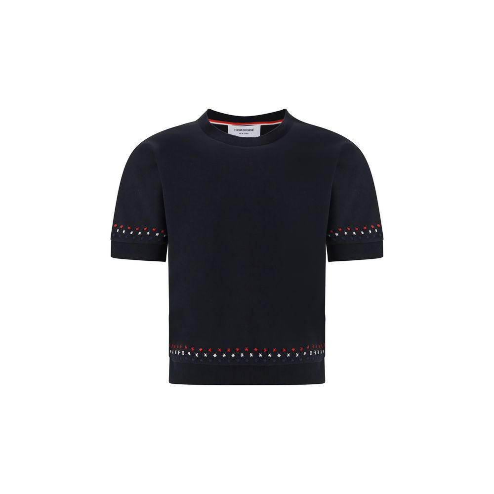 Thom Browne Schwarzes Baumwoll-T-Shirt